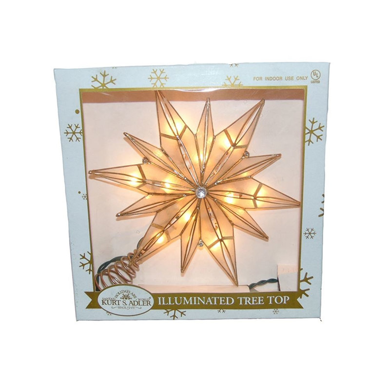 10-Light Gold and White Capiz Star Tree Topper