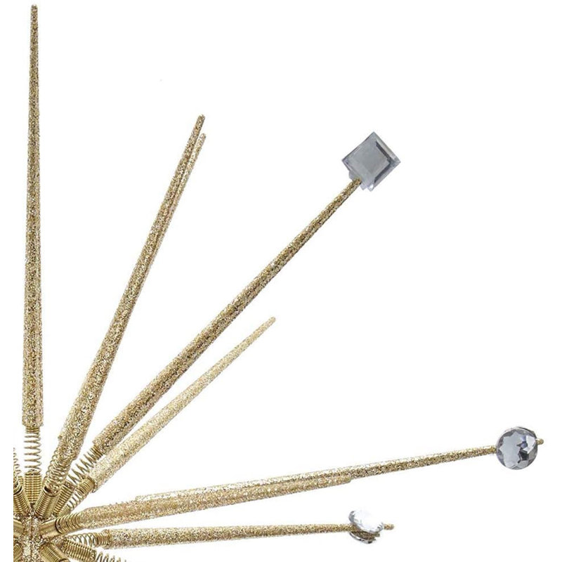 Gold Metal Starburst Tree Topper with Gems
