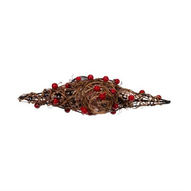 12-Inch Rustic Brown Metal Star Tree Topper with Red Berries