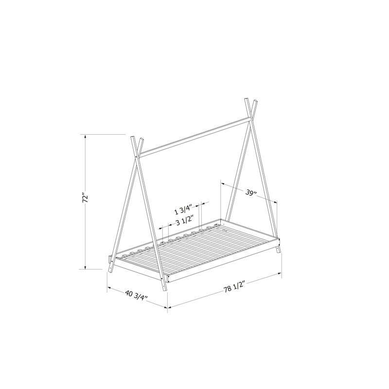 Twin Light Wood Pine Platform Bed Frame with Slats