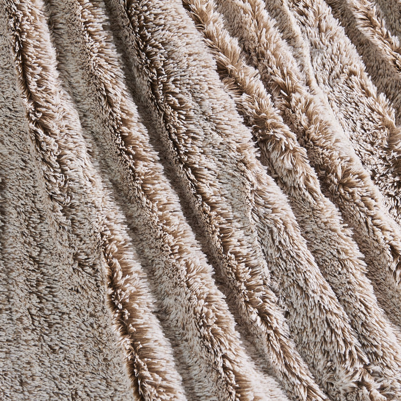 Electric Beige Sherpa Faux Fur Throw Blanket
