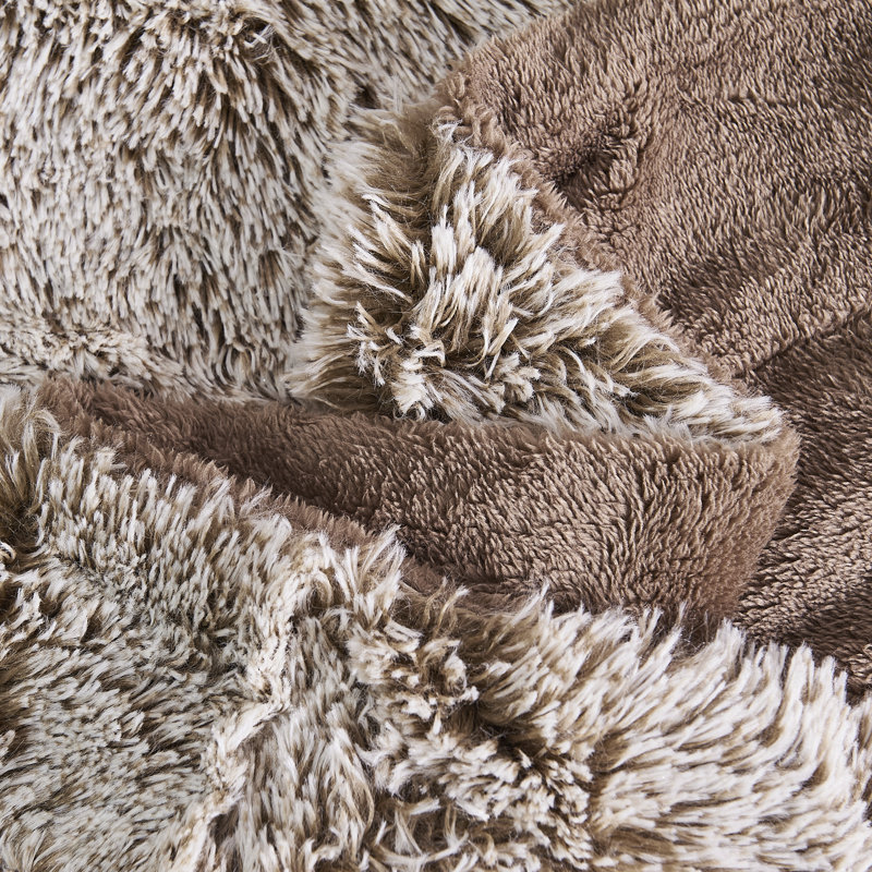 Electric Beige Sherpa Faux Fur Throw Blanket