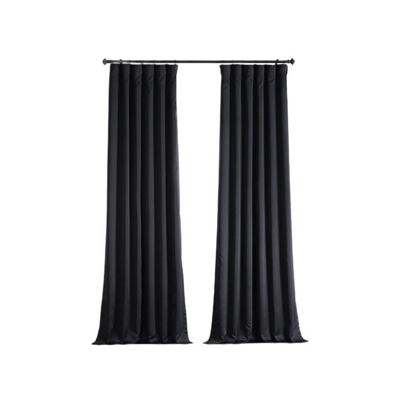 Raven Black Polyester Blackout Curtain Pair 50" x 96"
