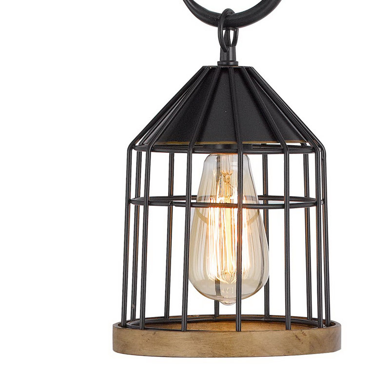 Valparaiso Slim Bronze Floor Lamp with Wooden Lantern Shade
