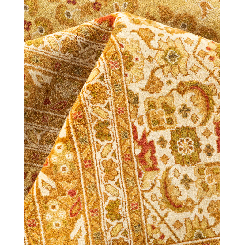 Hand-Knotted Ivory Wool Oriental 12'1" x 17'5" Rug