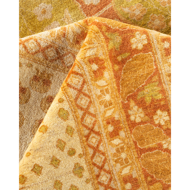 Hand-Knotted Green Wool Traditional Area Rug 12' 3" x 15' 3"