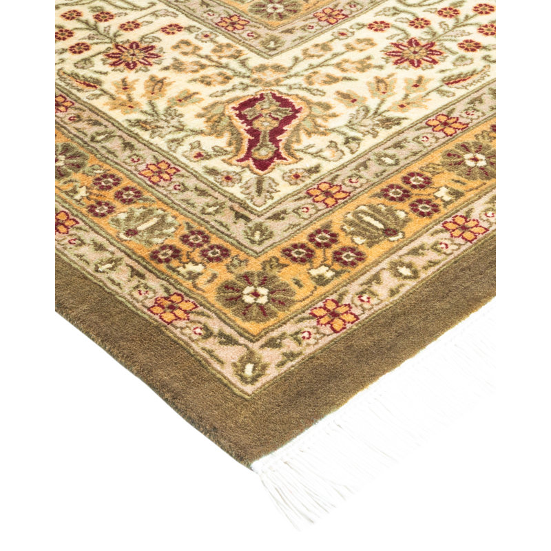 Hand-Knotted Traditional Brown Wool Area Rug 9' x 12'