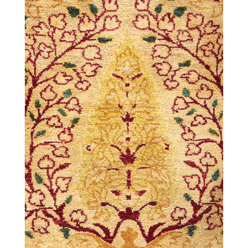 Mogul Ivory Hand-Knotted Wool Oriental Area Rug 12'x20'