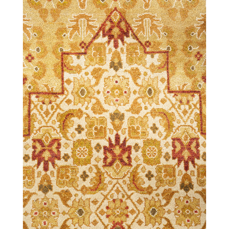 Hand-Knotted Ivory Wool Oriental 12'1" x 17'5" Rug