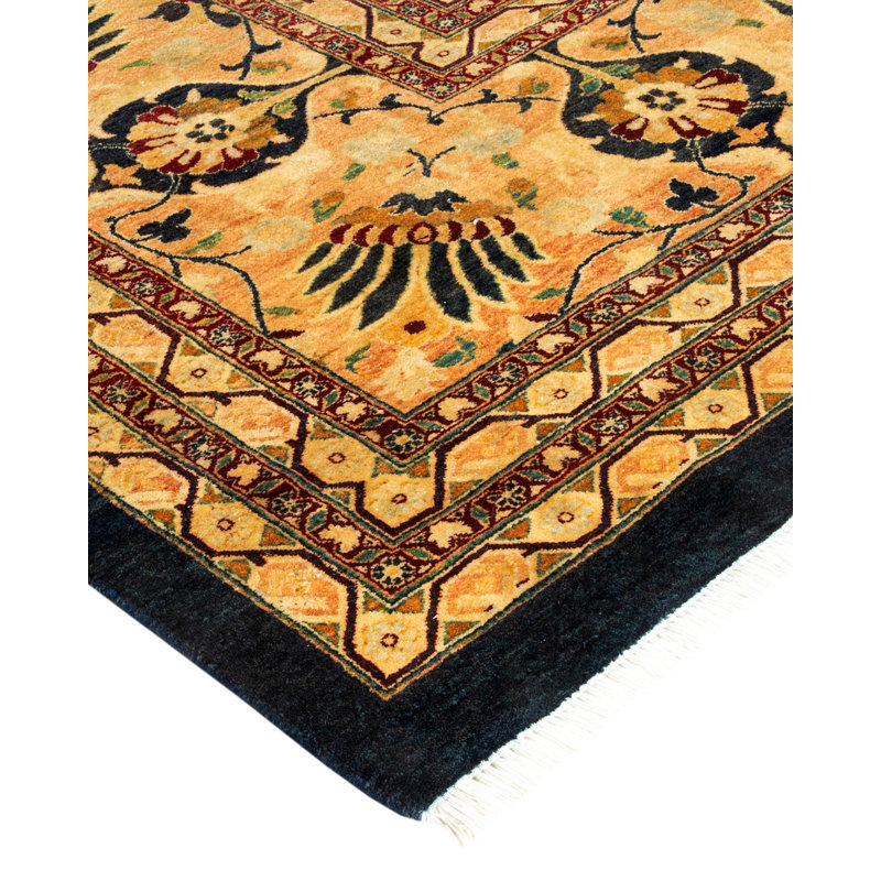 Hand-Knotted Blue Wool Oriental 11'10" x 17'4" Area Rug