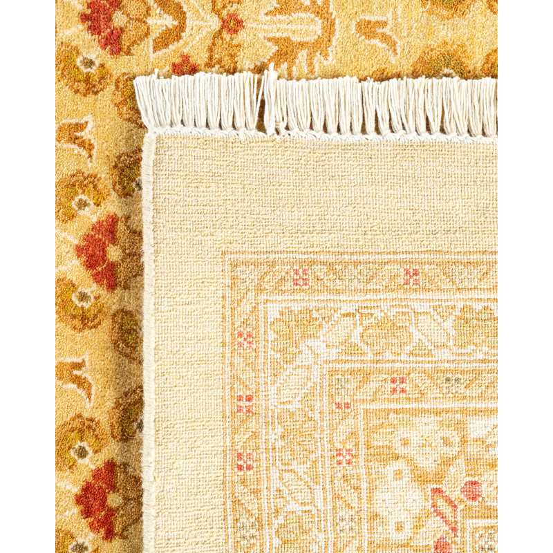 Hand-Knotted Ivory Wool Oriental 12'1" x 17'5" Rug