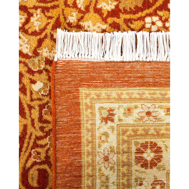 Hand-Knotted Oversized Orange Wool Traditional Area Rug
