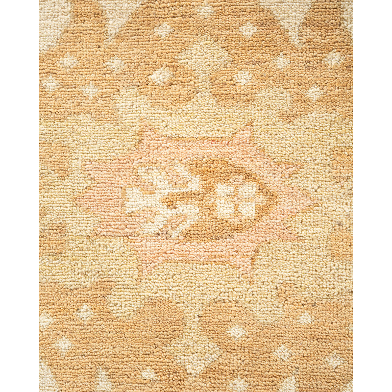 Elegant Ivory Floral Hand-Knotted Wool Area Rug 11'10" x 17'8"