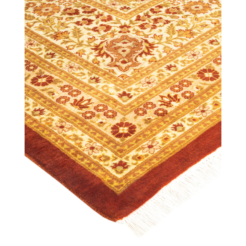 Hand-Knotted Oversized Orange Wool Traditional Area Rug