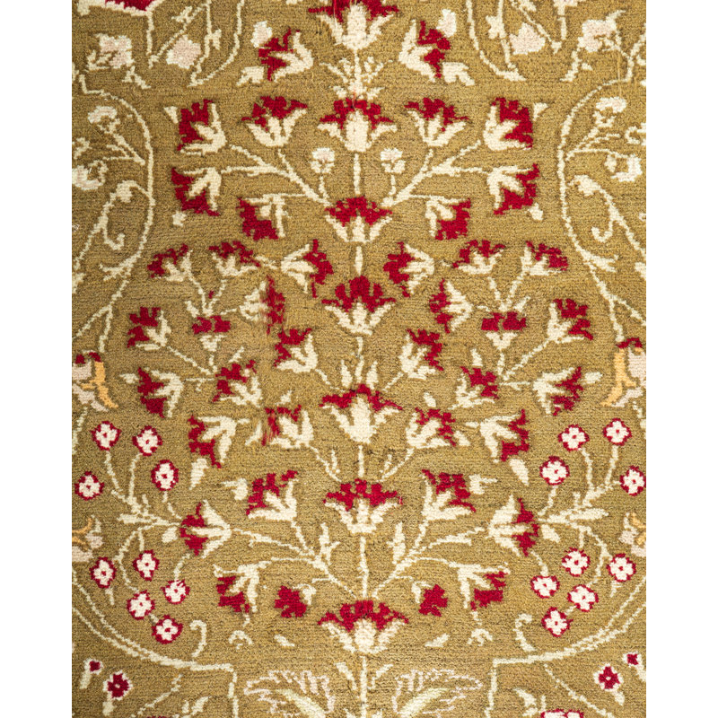 Hand-Knotted Traditional Brown Wool Area Rug 9' x 12'
