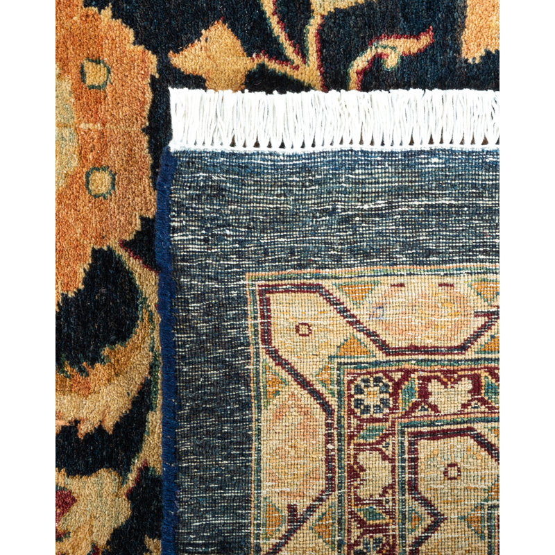 Hand-Knotted Blue Wool Oriental 11'10" x 17'4" Area Rug