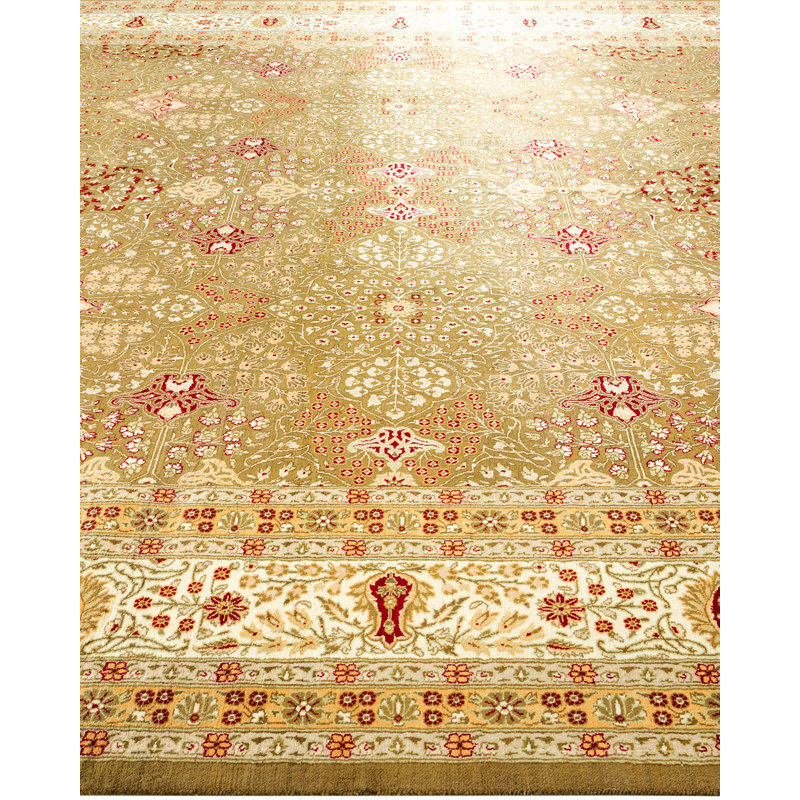 Hand-Knotted Traditional Brown Wool Area Rug 9' x 12'