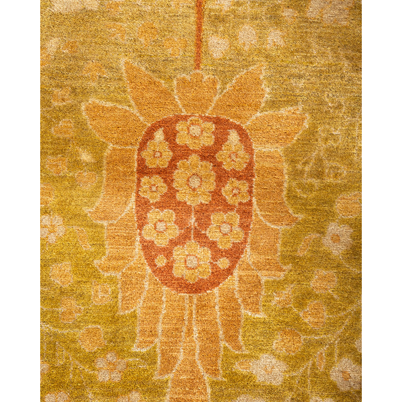 Hand-Knotted Green Wool Traditional Area Rug 12' 3" x 15' 3"