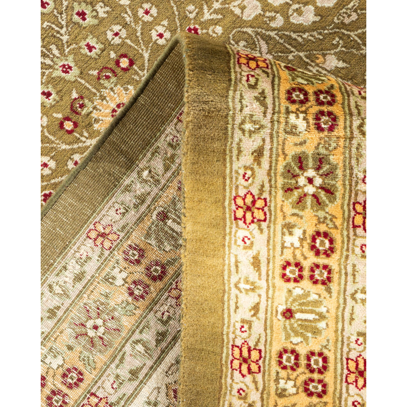 Hand-Knotted Traditional Brown Wool Area Rug 9' x 12'