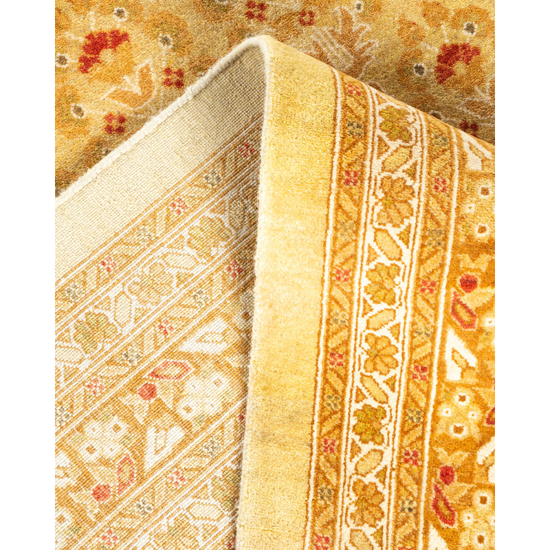 Hand-Knotted Ivory Wool Oriental 12'1" x 17'5" Rug
