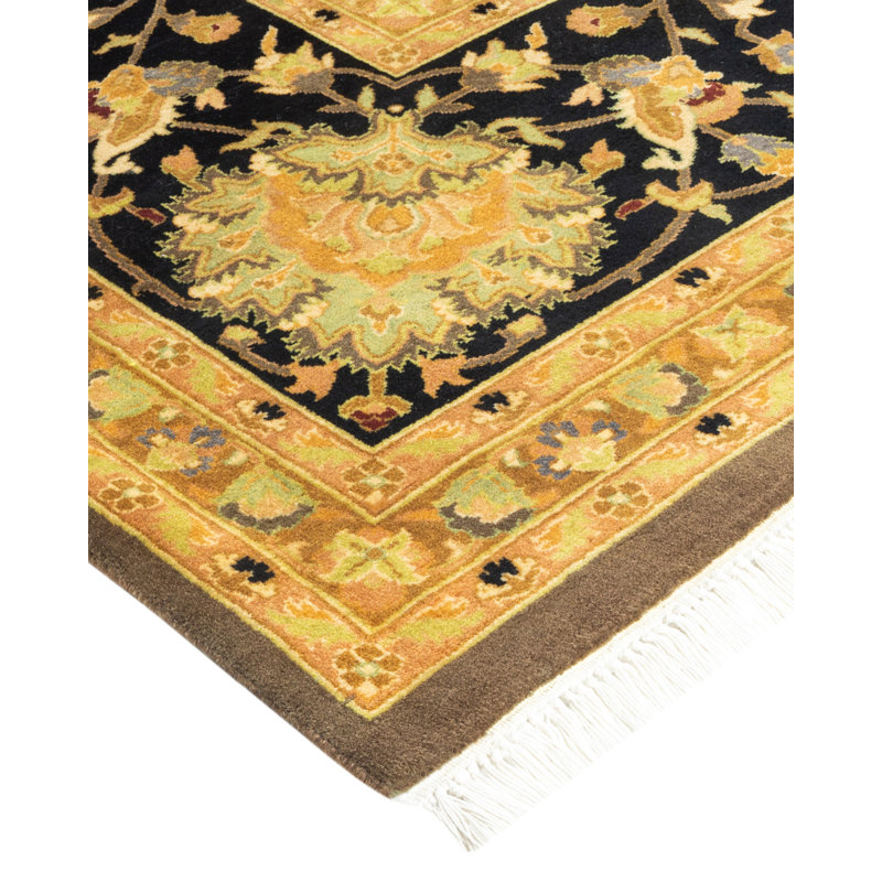 Mogul Elegance Hand-Knotted Wool Brown Area Rug 8' x 10'