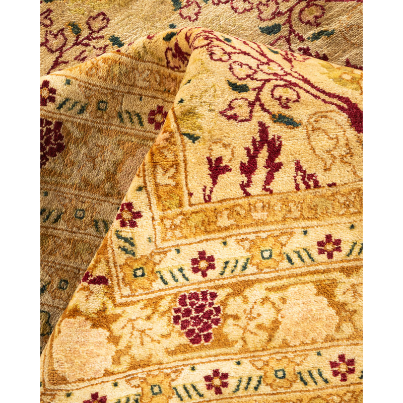 Mogul Ivory Hand-Knotted Wool Oriental Area Rug 12'x20'