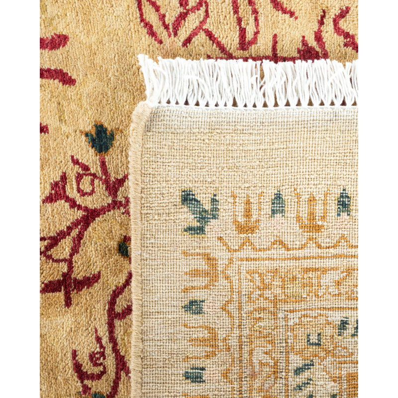 Mogul Ivory Hand-Knotted Wool Oriental Area Rug 12'x20'