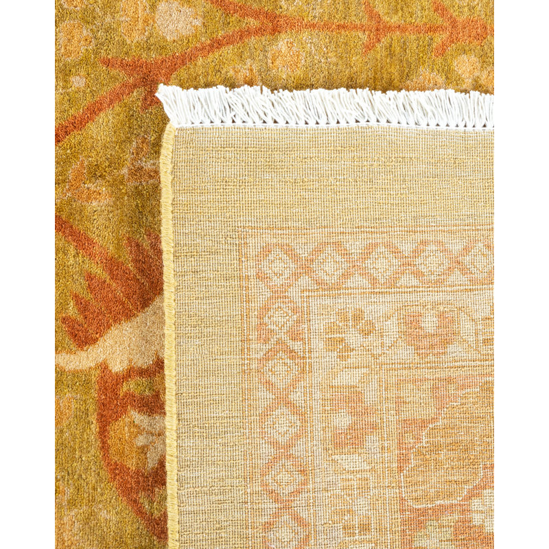 Hand-Knotted Green Wool Traditional Area Rug 12' 3" x 15' 3"