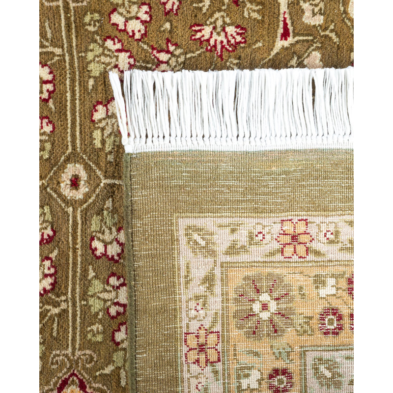 Hand-Knotted Traditional Brown Wool Area Rug 9' x 12'