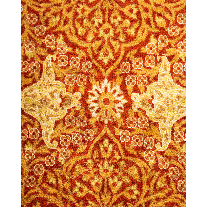 Hand-Knotted Oversized Orange Wool Traditional Area Rug