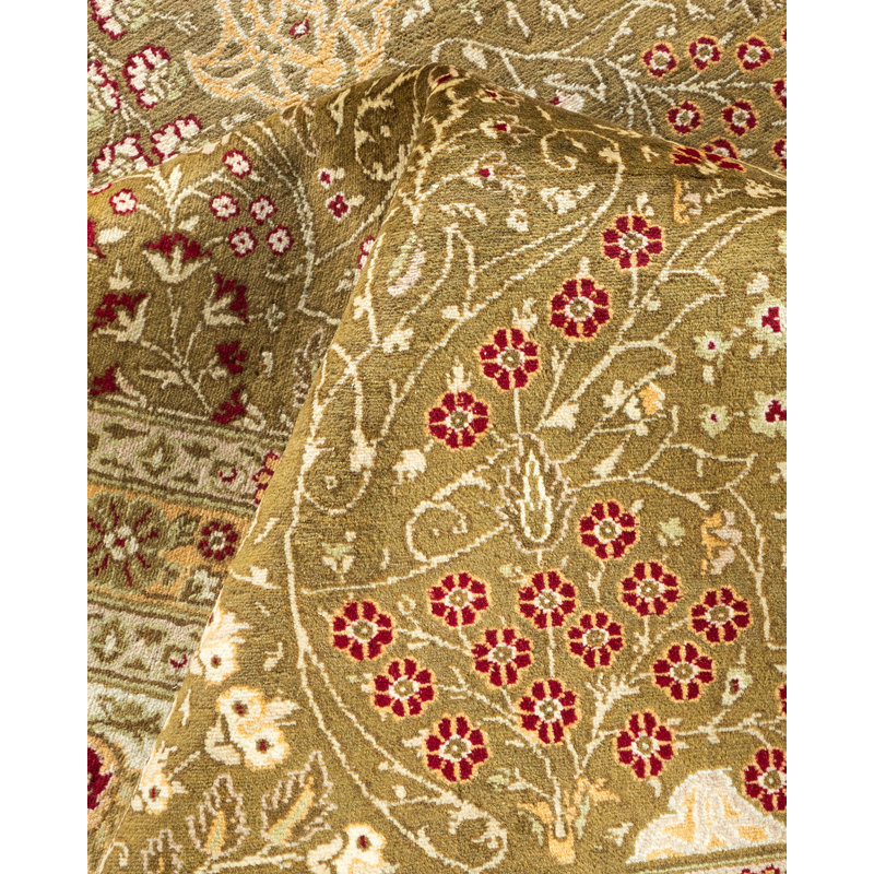 Hand-Knotted Traditional Brown Wool Area Rug 9' x 12'