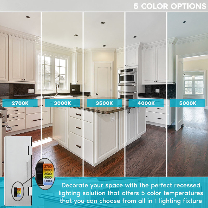 Black Adjustable LED Gimbal Canless Recessed Lighting Kit with Junction Box