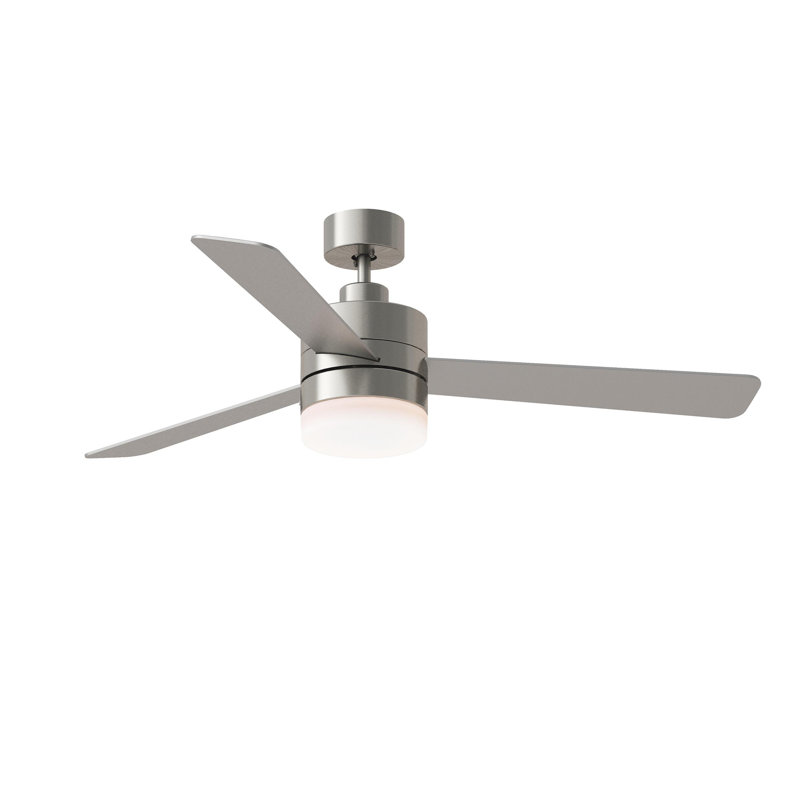 Brushed Silver 44'' Ceiling Fan with Light and Remote