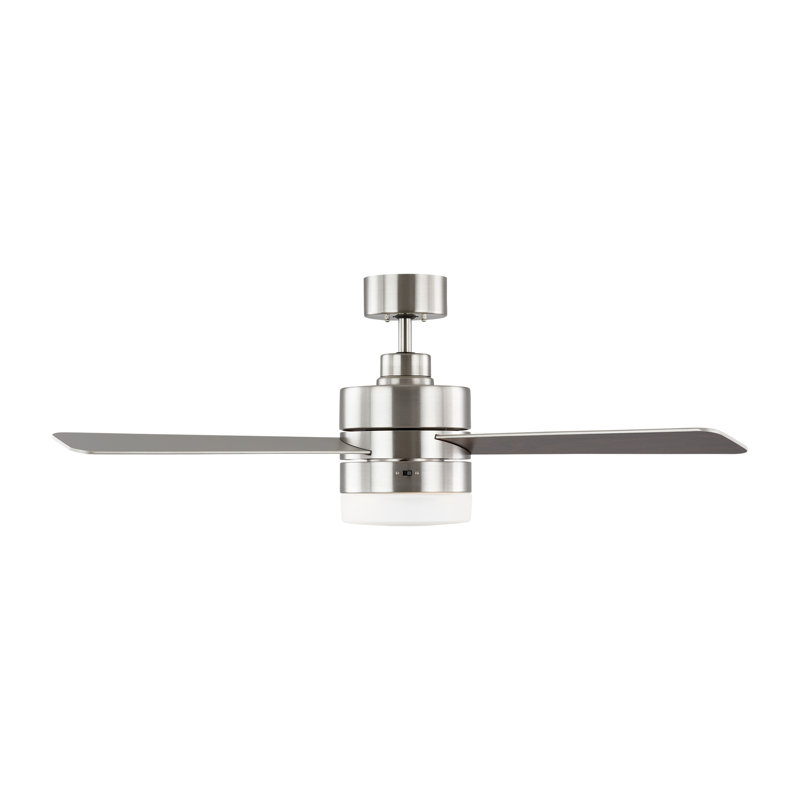 Brushed Silver 44'' Ceiling Fan with Light and Remote