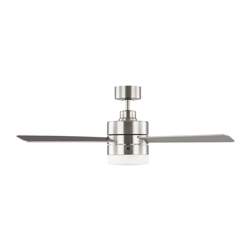 Brushed Silver 44'' Ceiling Fan with Light and Remote