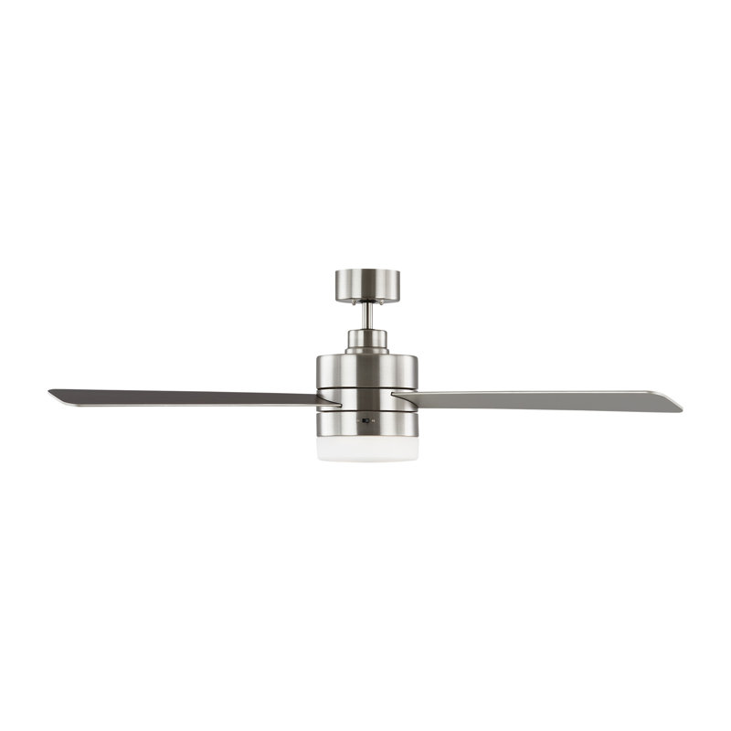 Brushed Steel 52'' Ceiling Fan with Solid Wood Blades and Light Kit