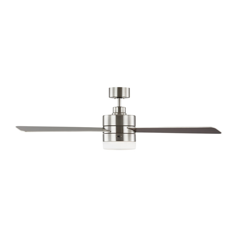 Brushed Steel 52'' Ceiling Fan with Solid Wood Blades and Light Kit