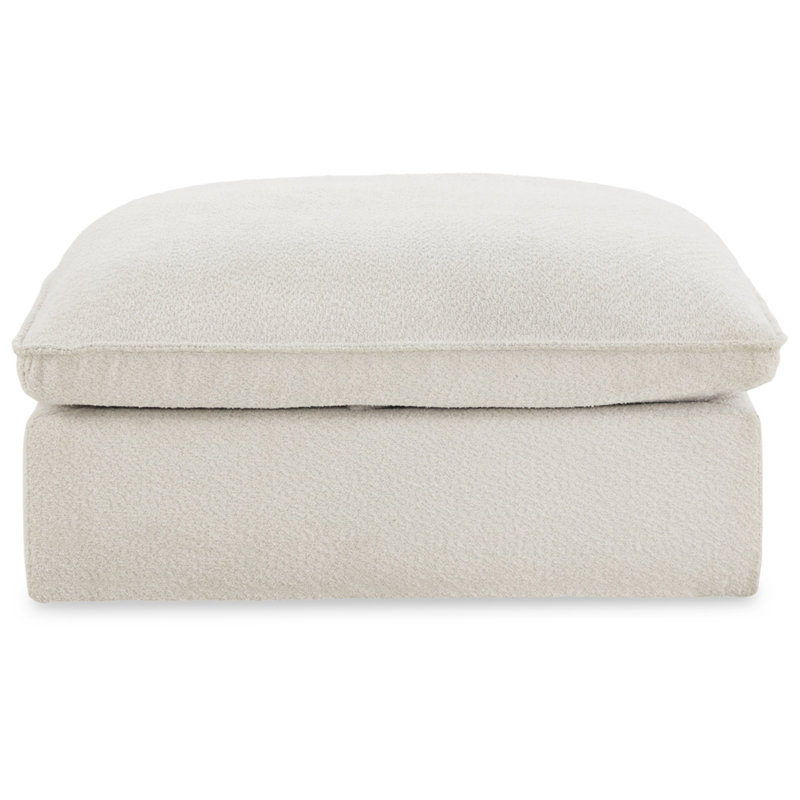Contemporary Beige 44" Square Upholstered Storage Ottoman