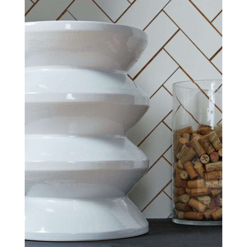 White Ceramic Contemporary Accent Stool