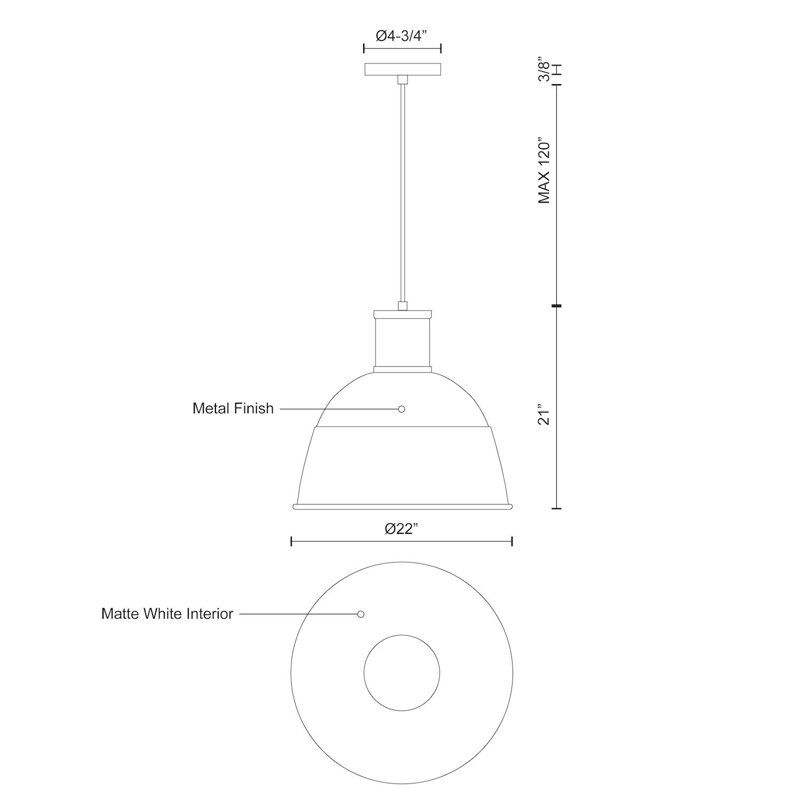 Irving Modern White Aluminum 21" Bowl Pendant Light