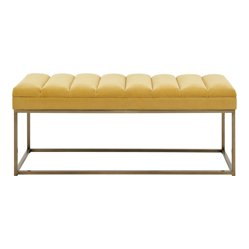 Darius 48'' Montello Yellow Polyester Bench with Brushed Gold Steel Base