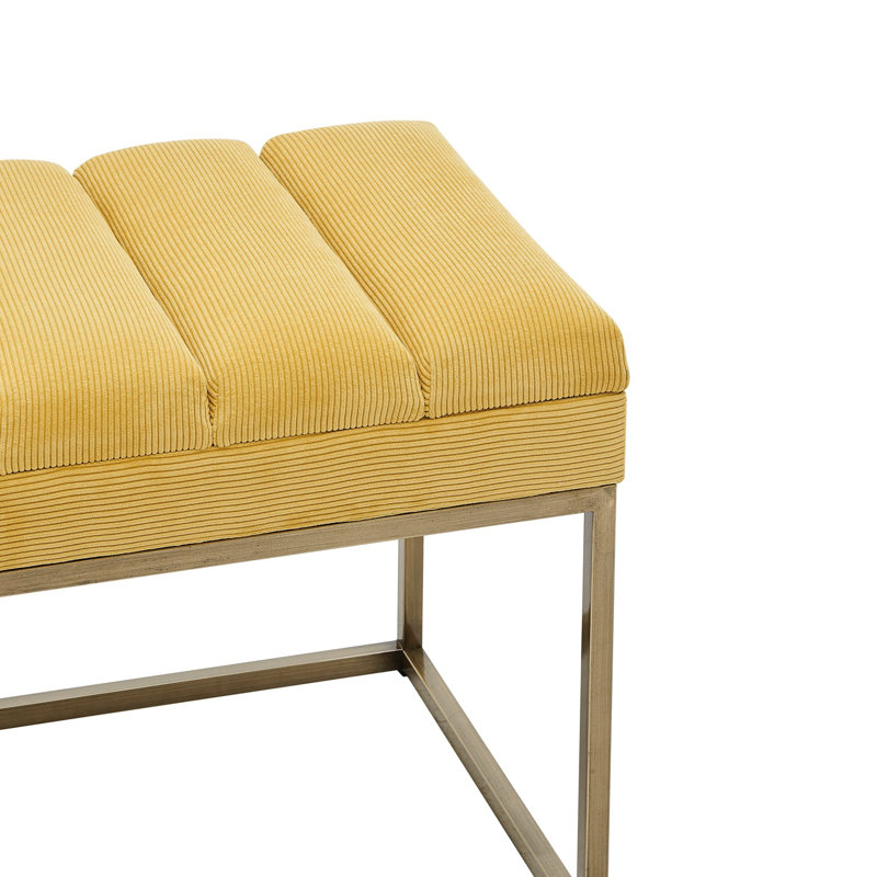 Darius 48'' Montello Yellow Polyester Bench with Brushed Gold Steel Base