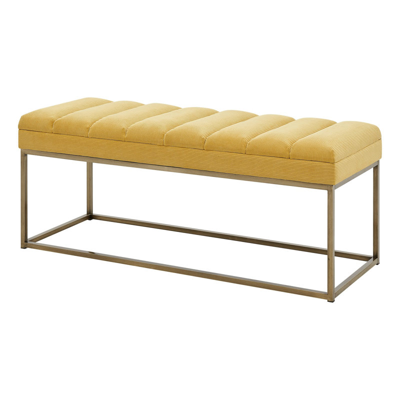 Darius 48'' Montello Yellow Polyester Bench with Brushed Gold Steel Base