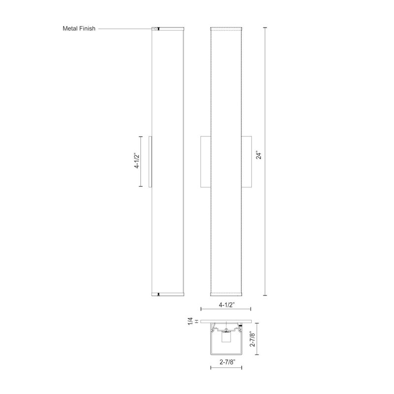 Black Dimmable LED 24" Bath Bar Light