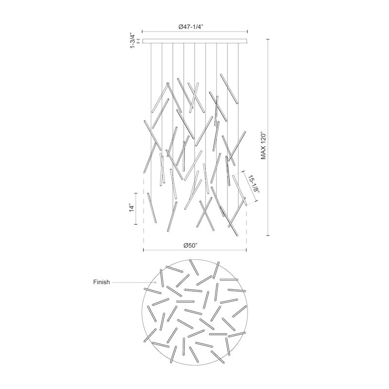 White Glass 50-Inch LED Cluster Pendant Light