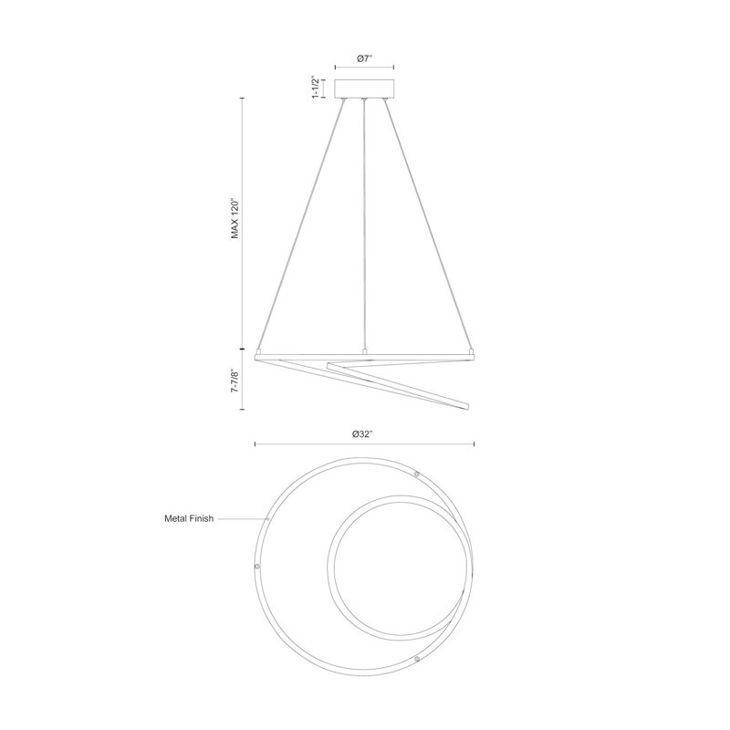 Twist 32" Silver Aluminum LED Pendant Light
