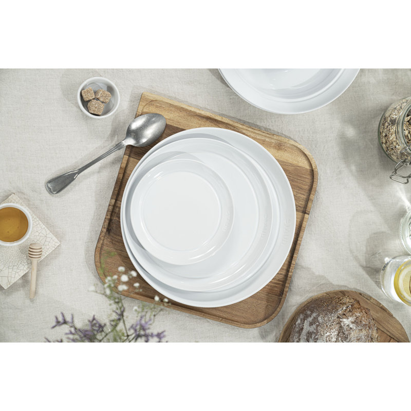White Porcelain 4-Piece Microwave-Safe Appetizer Plate Set