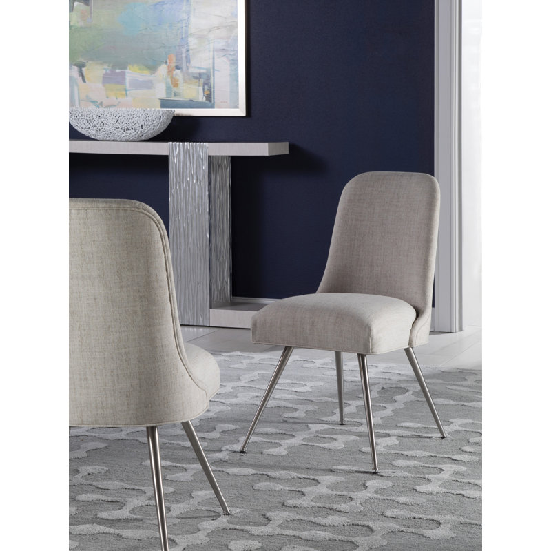 Transitional Dinah Upholstered Linen Side Chair in Gray