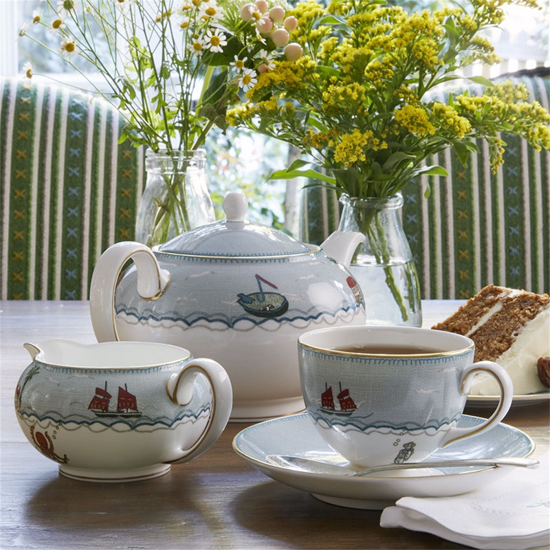 Sailor's Farewell Coastal Porcelain Teacup and Saucer Set