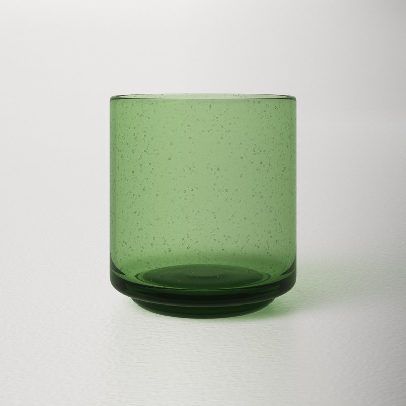 Small Green Hand-Blown Glass Cylinder Table Vase